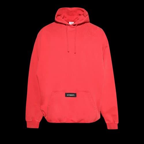 Vetements Woven Label Logo Hoodie 'Red'