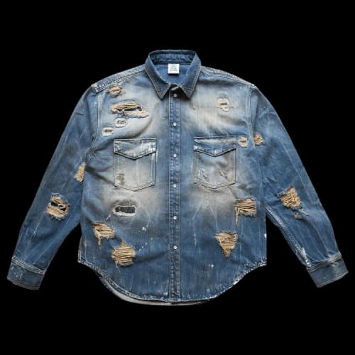 Vetements Trashed Denim Shirt 'Blue'