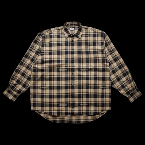 Vetements Logo Jacquard Plaid Shirt 'Beige'