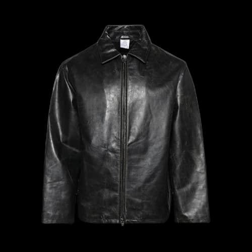 Vetements Distressed Leather Zip-Up Jacket 'Black'