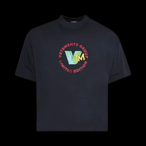 Vetements World Cropped Boxy T-Shirt 'Navy'
