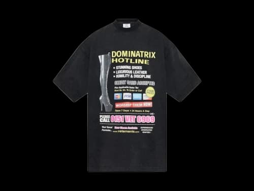 Vetements Dominatrix Hotline Oversized T-shirt Black