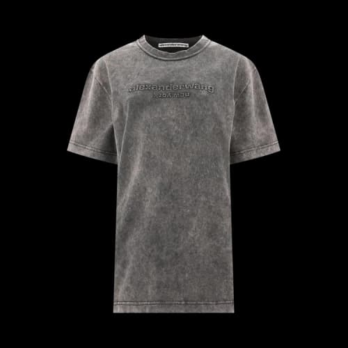 Alexander Wang Short-Sleeve Embossed Logo Tee 'Acid Black'