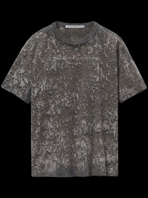 Alexander Wang Embossed Logo With Splatter Wash Tee Steel Grey