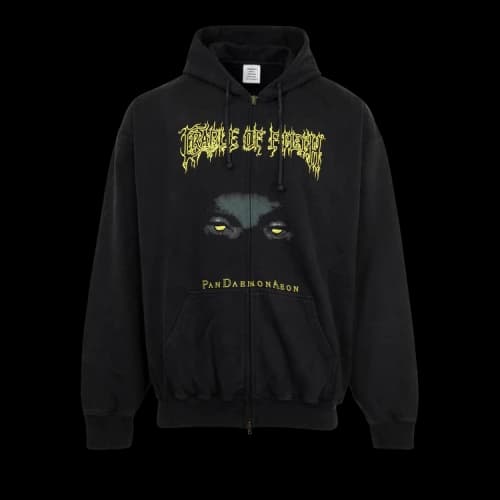 Vetements Graphic Oversized Zip-Up Hoodie 'Black'