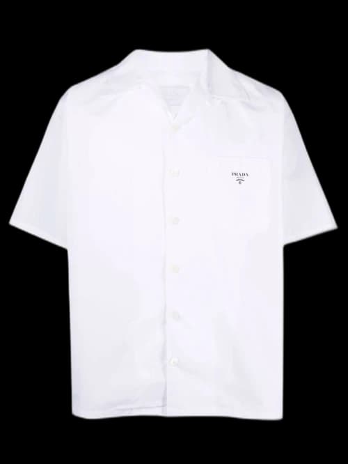 Prada Short Sleeve Cotton Shirt Blue