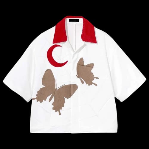 Undercover Butterfly-Print Flared Shirt 'White'