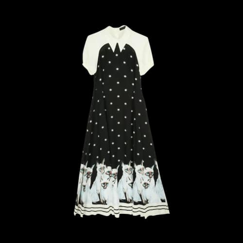Undercover Painted Cats Midi Dress 'Black'