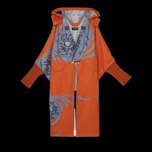 Undercover Mononoke Floral Midi Coat with Hood 'Orange'