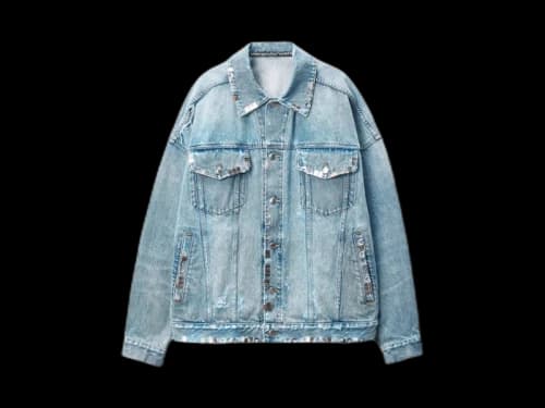 Alexander Wang Distressed Oversized Trucker Jacket with Hardware Light Powder Blue