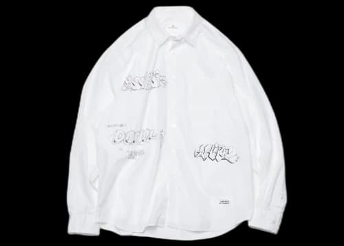 Fragment x Dondi White Graffiti Big Regular Collar Shirt White