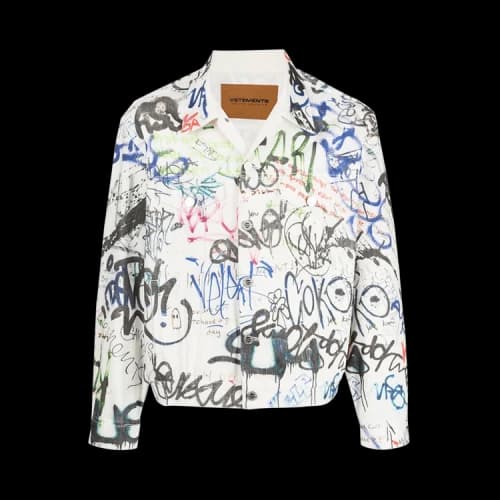 Vetements Graffiti Denim Jacket 'White'