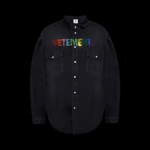 Vetements Crystal Logo Denim Shirt 'Black'