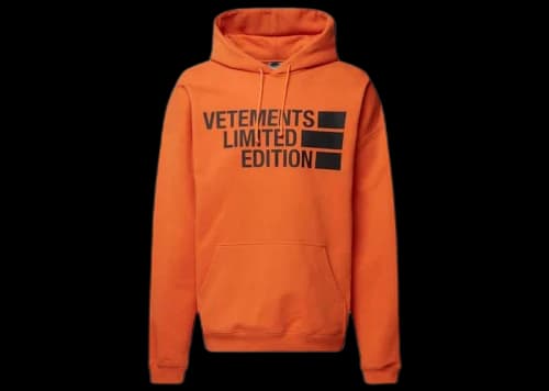 Vetements Logo Print Oversize Hoodie Orange