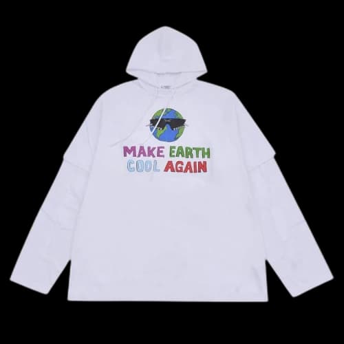 Vetements Cool Earth Hooded Long-Sleeve 'White'