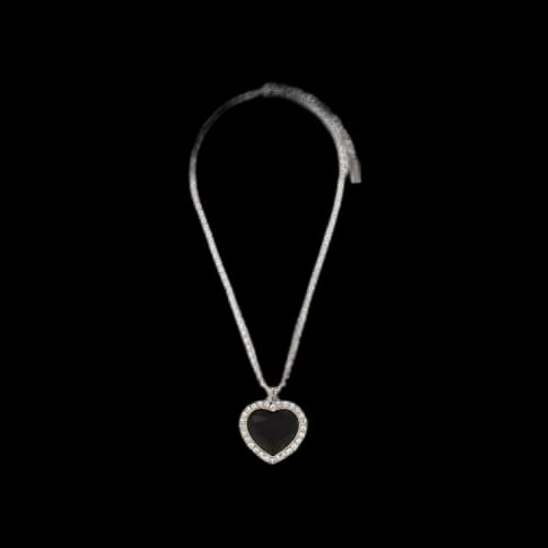Vetements Crystal Heart Necklace 'Black'