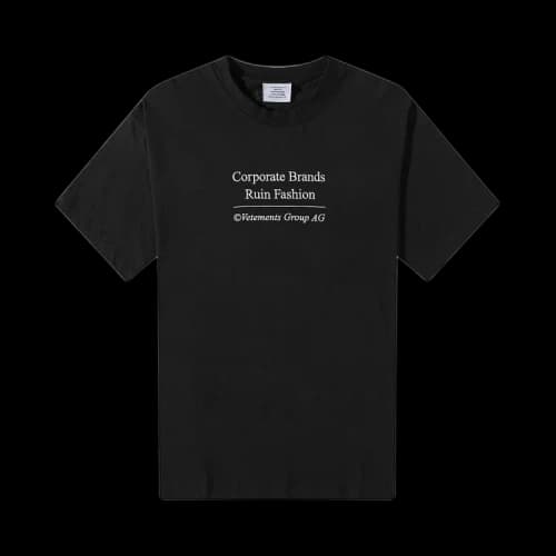 Vetements Corporate Brands Ruin Fashion T-Shirt 'Black'