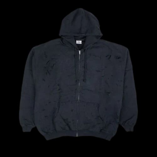 Vetements Ripped Zip Up Hoodie 'Black'