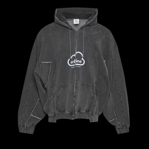 Vetements Online Cut-Up Zip-Up Hoodie 'Black'