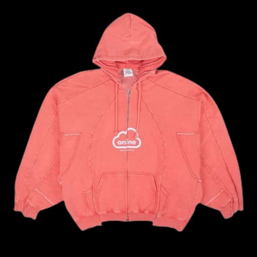 Vetements Online Cut-Up Zip-Up Hoodie 'Red'