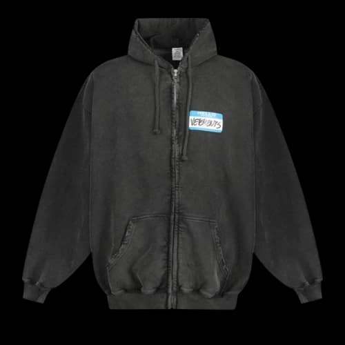 Vetements My Name Is Faded Zip-Up Hoodie 'Black'