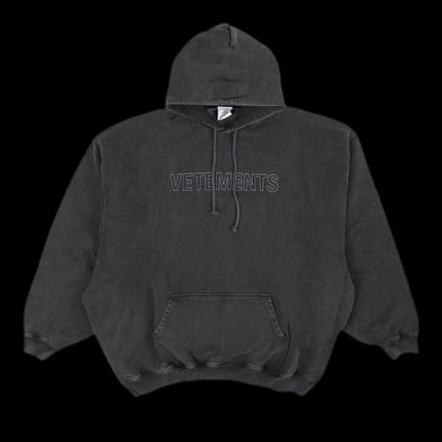 Vetements Faded Logo Outline Hoodie 'Black'