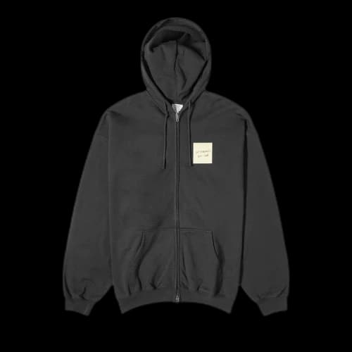 Vetements Sticker Logo Zip Up Hoodie 'Black'