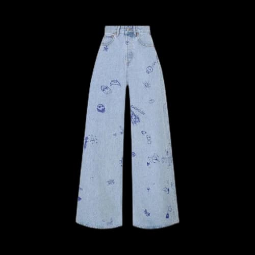 Vetements Scribbled Big Shape Jeans Pants 'Navy'