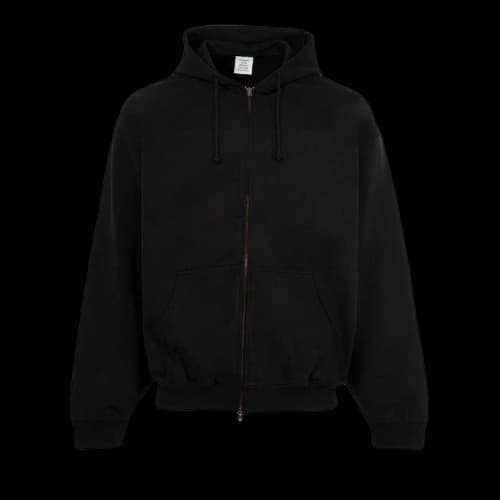 Vetements Logo Oversized Zip-Up Hoodie 'Black'