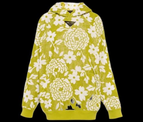 Prada Floral Print Hoodie Blue