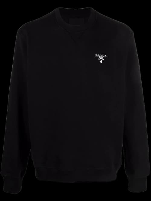 Prada Logo Print Crewneck Sweatshirt Black