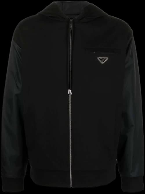 Prada Re-Nylon Zipped Hoodie Black