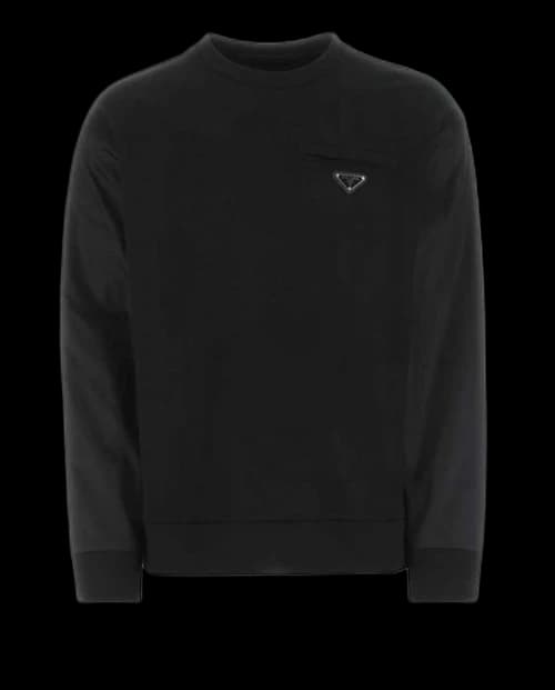 Prada Logo Plaque Sweatshirt Black