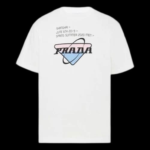 PRADA Printing Plain Weave Knit T-Shirt Unisex White