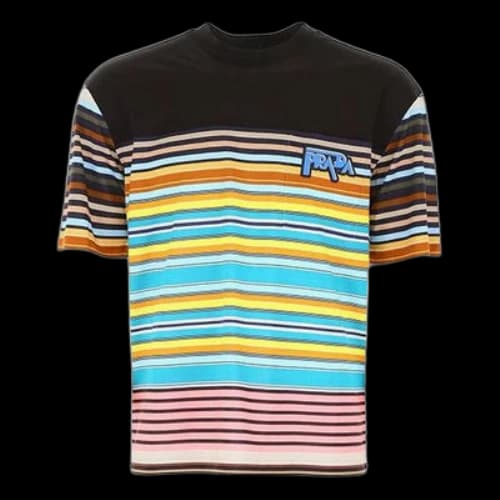 PRADA Pocket Logo Stripe Short Sleeve Black
