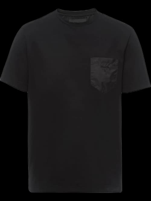 Prada Embroidered Logo Chest Pocket T-shirt Black