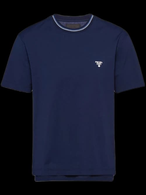 Prada Embroidered Logo T-shirt Navy Blue/White