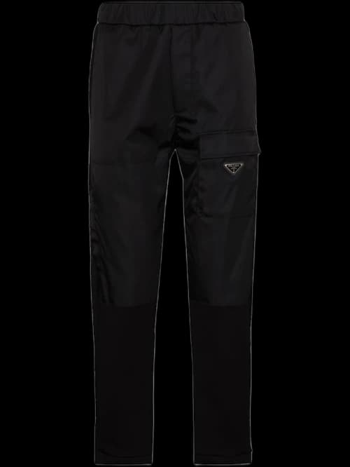 Prada Logo Plaque Straight Leg Pants Black