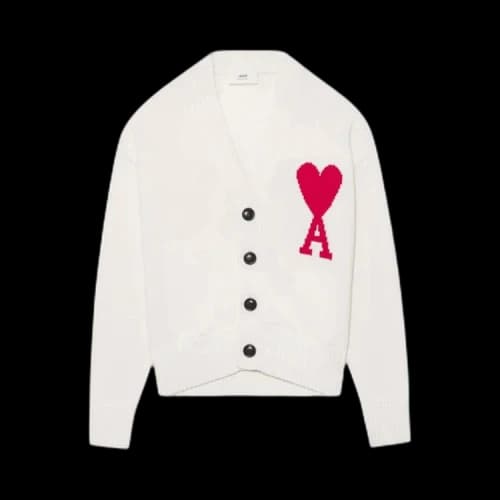 Ami Cardigan 'White/Red'