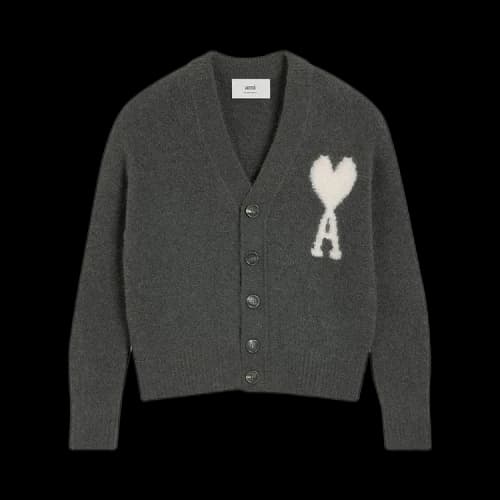 Ami Off White ADC Cardigan 'Dark Grey'