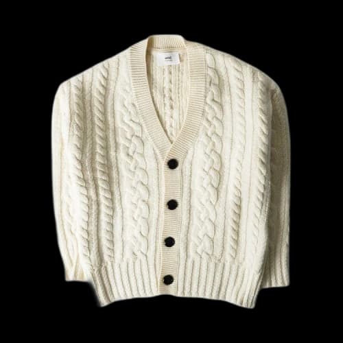 Ami English Ribbed Cardigan 'Cream'