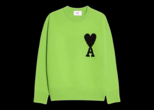Ami Paris Ami de Coeur Merino Wool Crewneck Jumper Green/Black