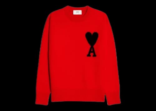 Ami Paris Ami de Coeur Merino Wool Crewneck Jumper Red/Black