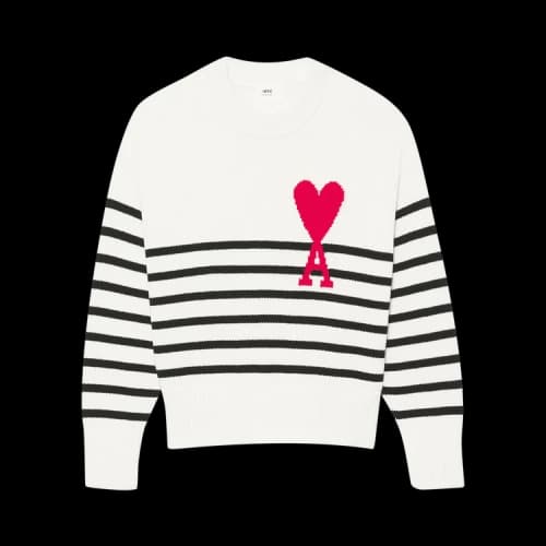 Ami Stripe Sweater 'White/Black/Red'