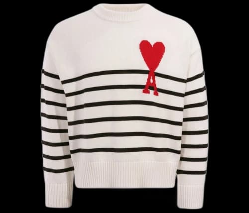 Ami Paris Ami De Coeur Striped Sweater White