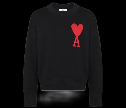 Ami Paris Ami De Coeur Intarsia Merino Wool Oversized Sweater Black