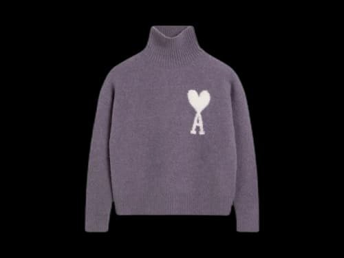 Ami Paris Ami De Coeur Funnel Neck Sweatshirt Lilac