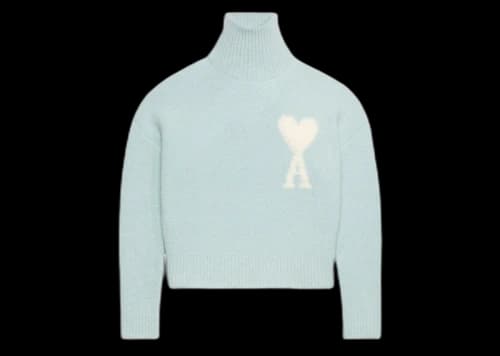 Ami Paris Cloudy Wool Ami De Coeur Sweater Aquamarine/Ivory