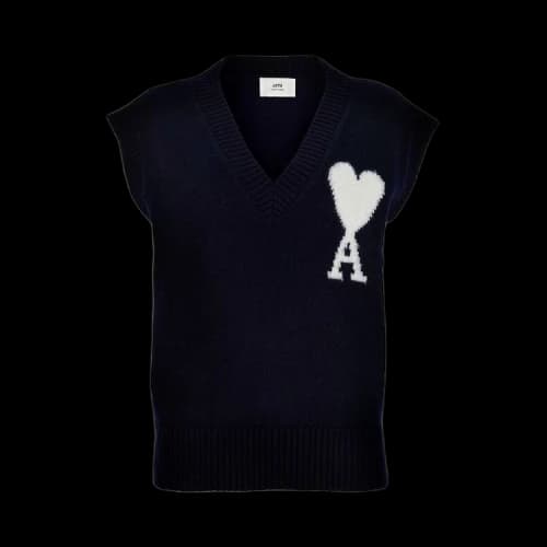 Ami Sleeveless Sweater 'Nautic Blue/White'
