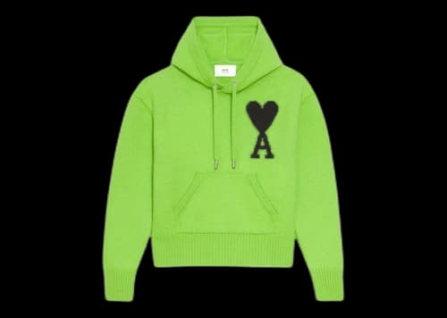 Ami Paris Ami de Coeur Merino Wool Knit Hoode Green/Black